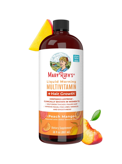 MaryRuth's Liquid Multivitamin + Hair Growth | Biotin 10000mcg | Clinically Tested for Thicker Hair & Wrinkles | Lustriva Hair Supplement | Skin & Hair Care for Women | 30 FL Oz