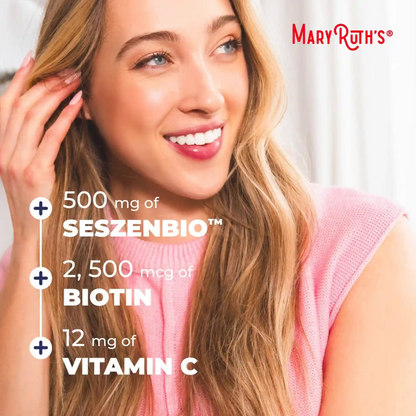 MaryRuth's Daily Liquid Hair Formula | Biotin + Vitamin C | Thicker, Stronger Hair, Skin & Nail Health | 16 FL Oz | Blueberry Pomegranate