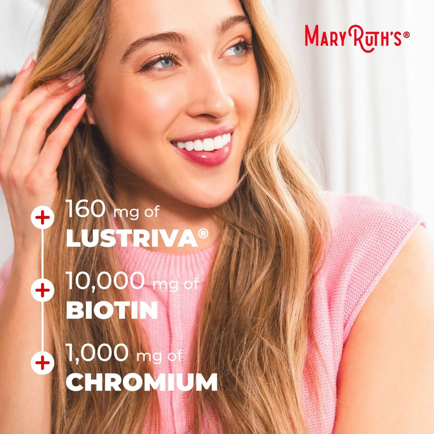 MaryRuth's Liquid Multivitamin + Hair Growth | Biotin 10000mcg | Clinically Tested for Thicker Hair & Wrinkles | Lustriva Hair Supplement | Skin & Hair Care for Women | 30 FL Oz
