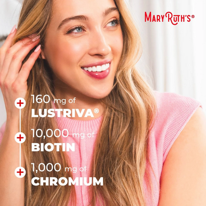 MaryRuth's Liquid Multivitamin + Hair Growth | Biotin 10000mcg | Clinically Tested for Thicker Hair & Wrinkles | Lustriva Hair Supplement | Skin & Hair Care for Women | 30 FL Oz