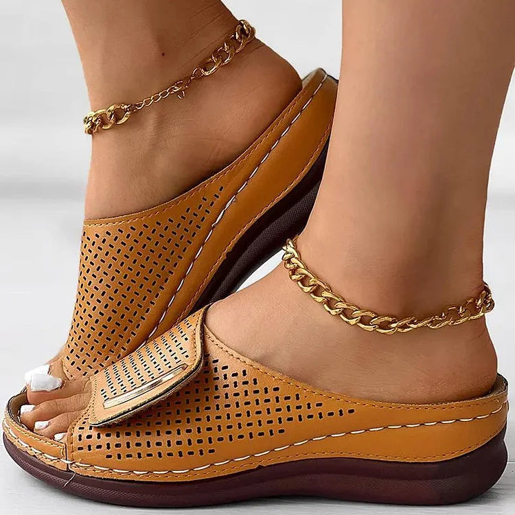 Peep Toe Hollow Out Orthopedic Slippers