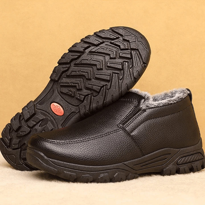 Cowhide Waterproof Fleece Snow Boots