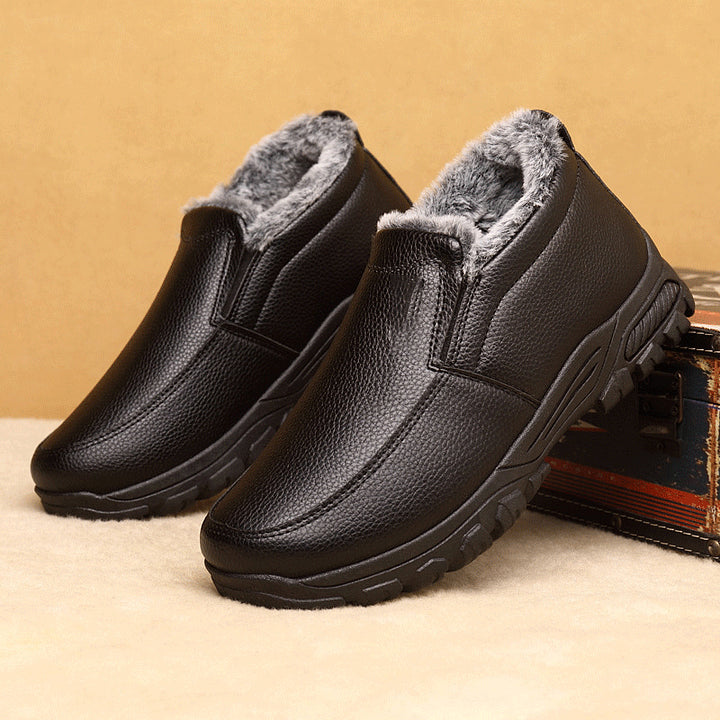 Cowhide Waterproof Fleece Snow Boots