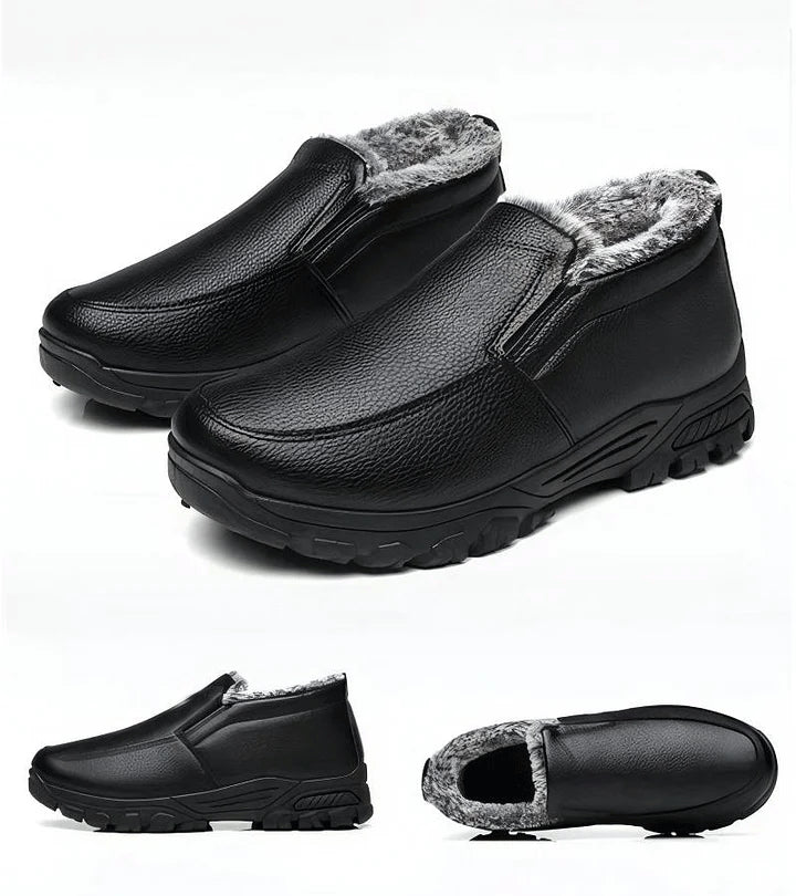 Cowhide Waterproof Fleece Snow Boots