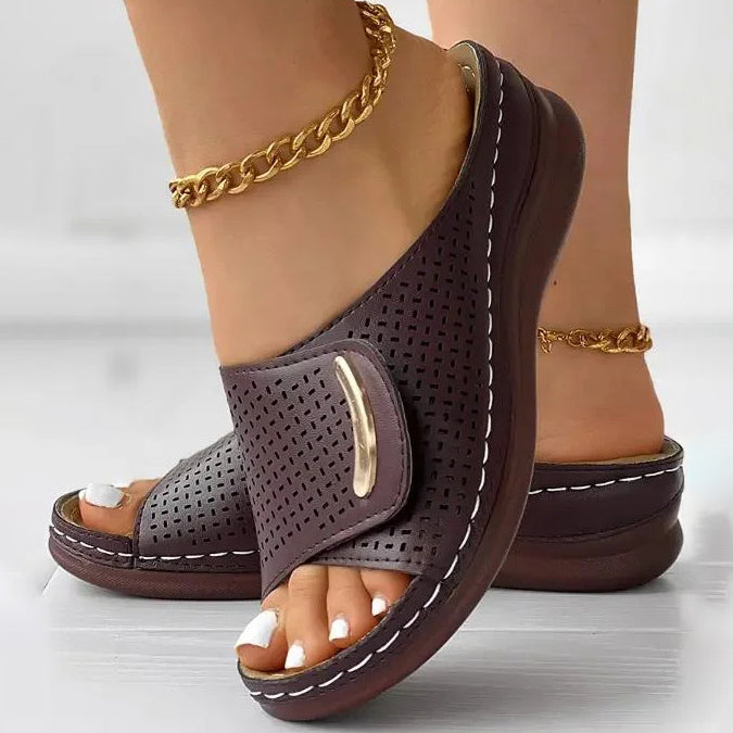 Peep Toe Hollow Out Orthopedic Slippers