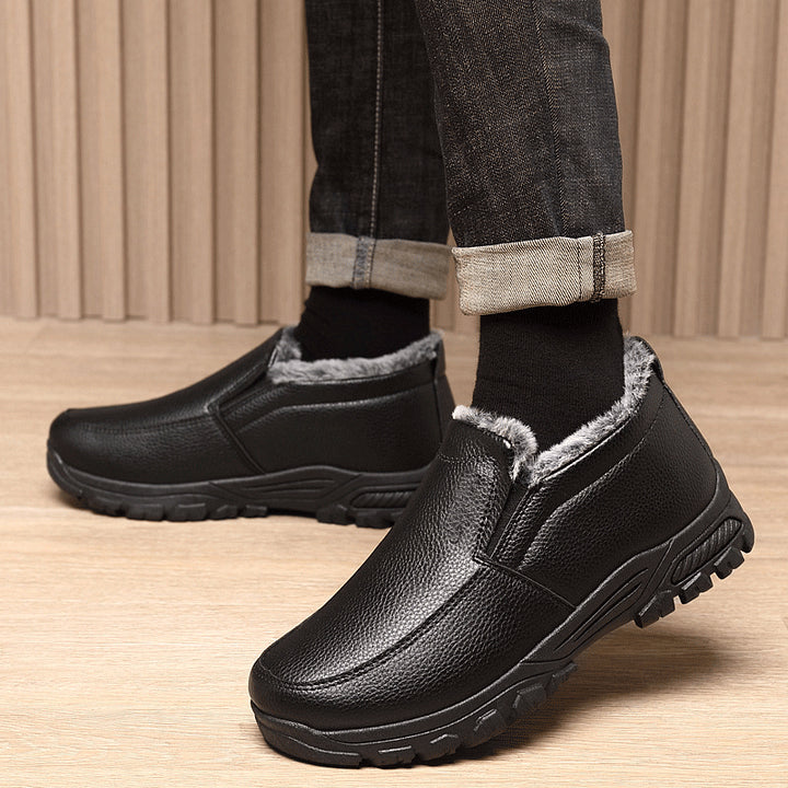 Cowhide Waterproof Fleece Snow Boots