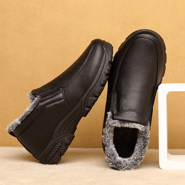Cowhide Waterproof Fleece Snow Boots