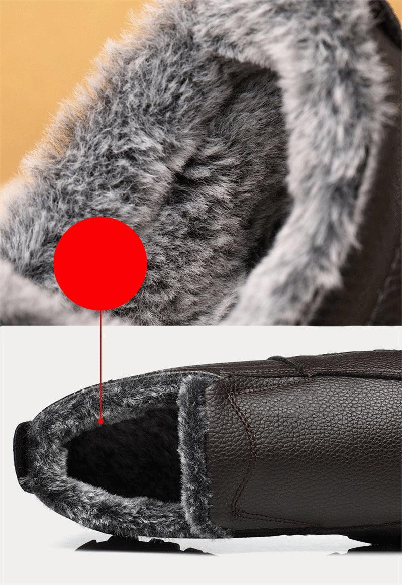 Cowhide Waterproof Fleece Snow Boots
