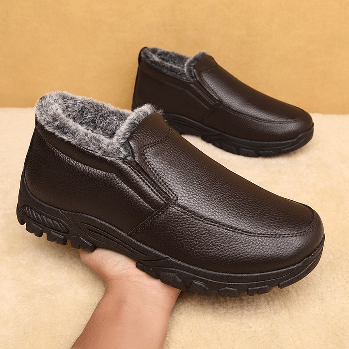 Cowhide Waterproof Fleece Snow Boots