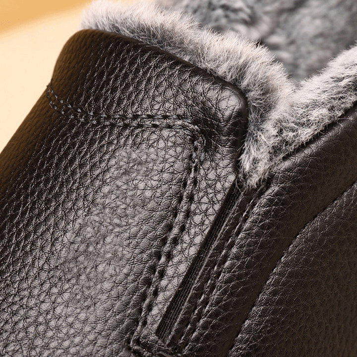 Cowhide Waterproof Fleece Snow Boots
